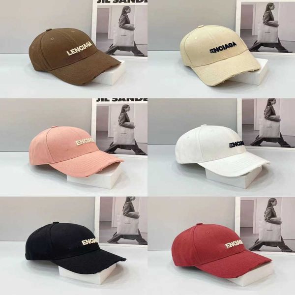 

r luxury hat spring/summer 2023 new female alphabet embroidery hole broken hard baseball cap casual face show small wide brim flat tongue ha, Blue;gray
