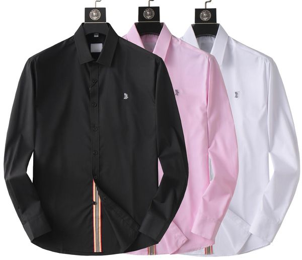 

men outfit letter embroidery men dress shirts prue cotton single breasted autumn shirts bussiness mens long sleeve shirt, White;black