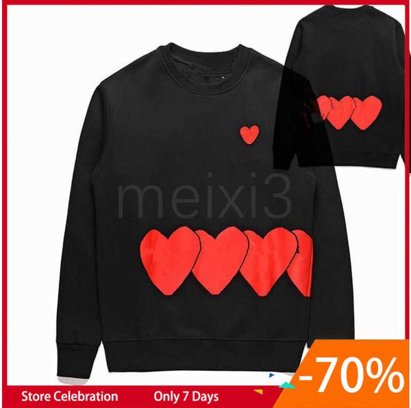 

mens hoodie red heart hoody designer crew neck sweatshirts for woman o-neck love clothing jumper letter print casual street clothes fashion, Black