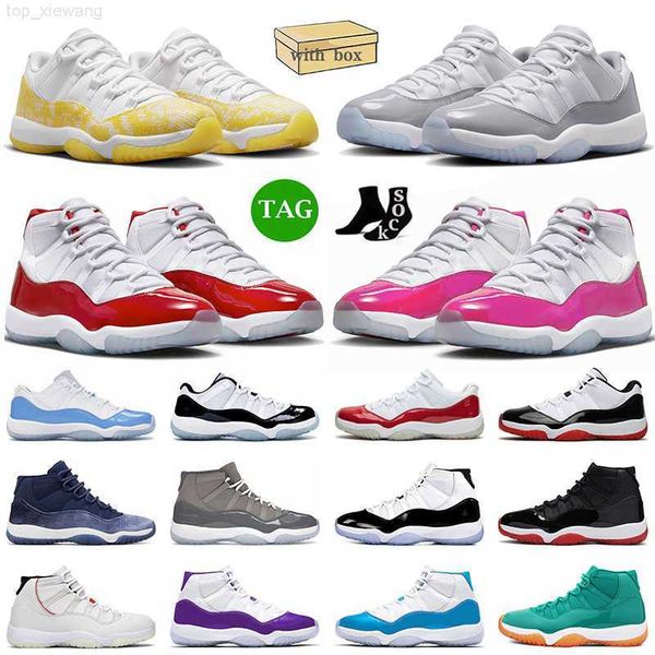 

with box 11 jumpman xi basketball shoes cherry 11s pink low tour yellow cement grey high bred concord space jam men women og sneakers 36-47, Black