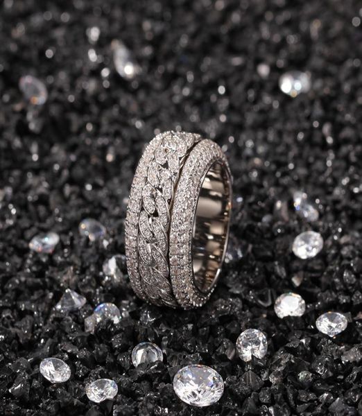 

rotatable cuban ring fashion hip hop jewelry mens gold silver diamond iced out rings6477278