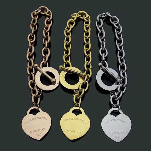 

t 2023 new letter round chain bracelet women's couples eternal classic ot thick bracelet 18k gold designer bracelet, Black
