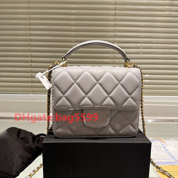 

2023 designer bag channel chain bag plaid flap 5a shoulder handbag gold chain leather double letter solid color buckle square stripe lady me