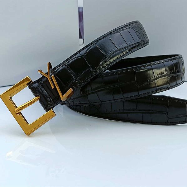 

high-quality women leather belt 3.0cm fashion classic pin buckle mens womens jeans casual waistband luxury designer belt 10 colors available, Black;brown