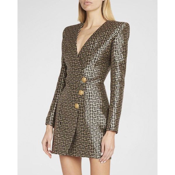 

b1015 women's suits & blazers designer new workmanship fashion geometric pattern fall winter elegant lady women slim office blazer dres, White;black