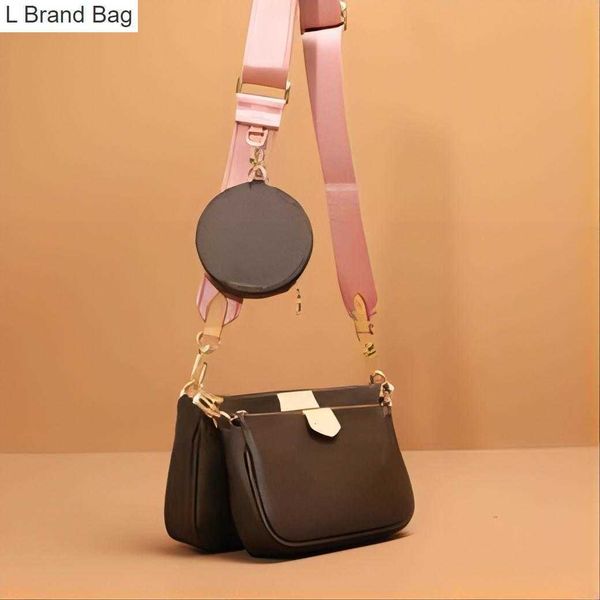 

2023 new 5a women luxurys 2023 original bag imported leather date code handbags purse wallet clutch shoulder messenger cross body multi poch, Black
