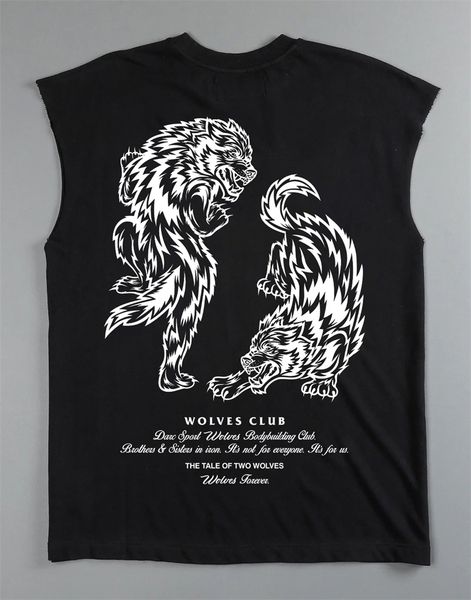 

darc sport wolves workout sleeveless shirt fitness bodybuilding gym men clothing 100% cotton darc wolf tank, White;black