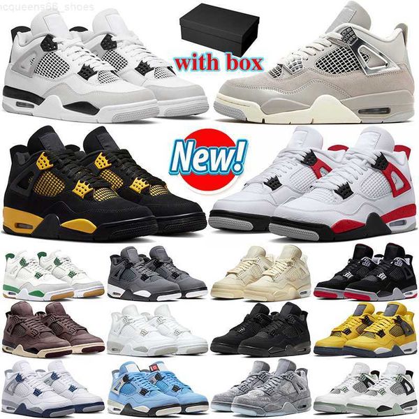

with box 4 4s basketball shoes women men military black cat red thunder bred pine green frozen moments medium olive pure money oreo mens tra