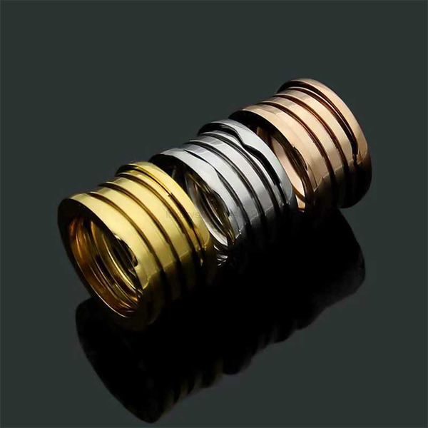 

luxury 18k brand gold plated spring couple ring titanium steel baojia wide edition couple ring for men and women stainless steel designer ri, Silver