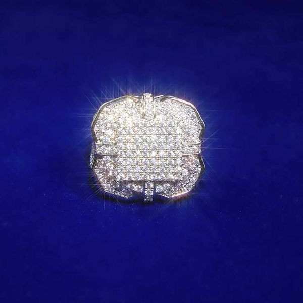 

fashion design solid silver with half iced out gra round moissanite diamond for mens hiphop ring