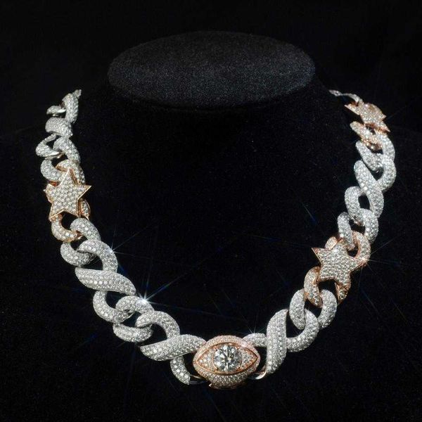 

luxury jewelry 15mm men cuban chain vvs moissanite diamond custom silver cuban necklace