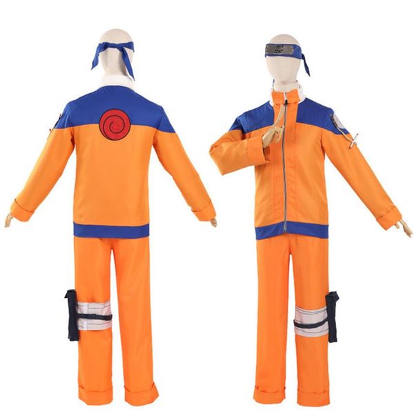 

japan anime uzumaki naruto hokage cosplay costume long sleeve coat uniform full set asian size 211u, Black