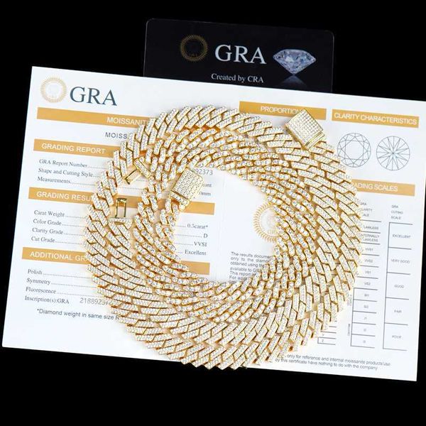 

moissanite jewelry 9mm 10mm 12mm 13mm width iced out jewelry bust down moissanite diamonds cuban link necklace bracelet, Silver