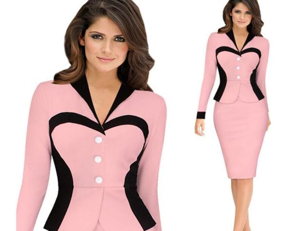 

2019 spring autumn dress suit women for work business wear long sleeve elegant formal office lady suit dresses7324967, White;black