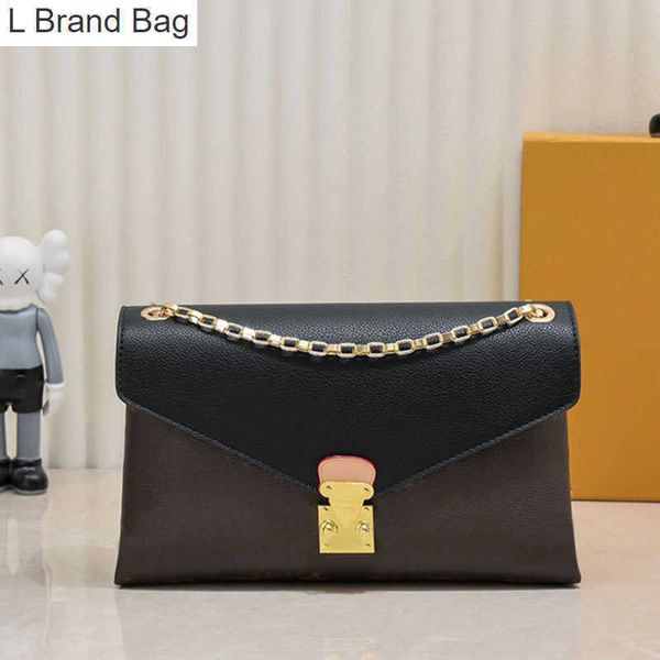 

l bag chain crossbody bag women messenger shoulder bags genuine leather canvas old flower letters s - lock catch women handbags purse m41200, Black