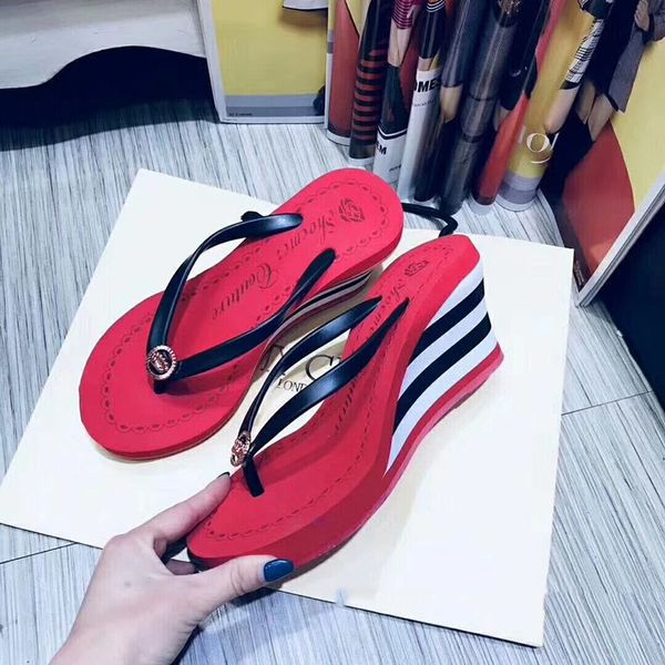 

sandals summer wedges slipper high heels flip flops female platform beach ladies outdoor eva nonslip slides 230801, Black