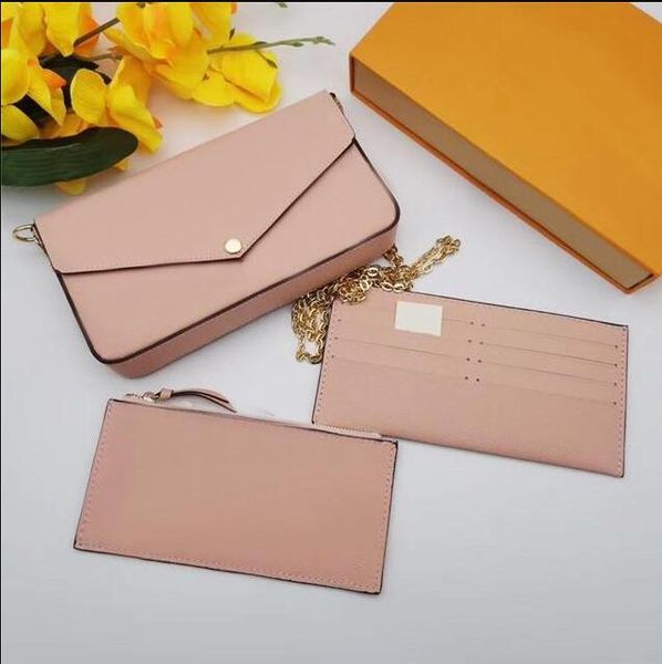 

designer bag 61276 multi clutch bags cross body pochette genuine leather women messenger travel three bags in one purse envelope bag handbag, Silver