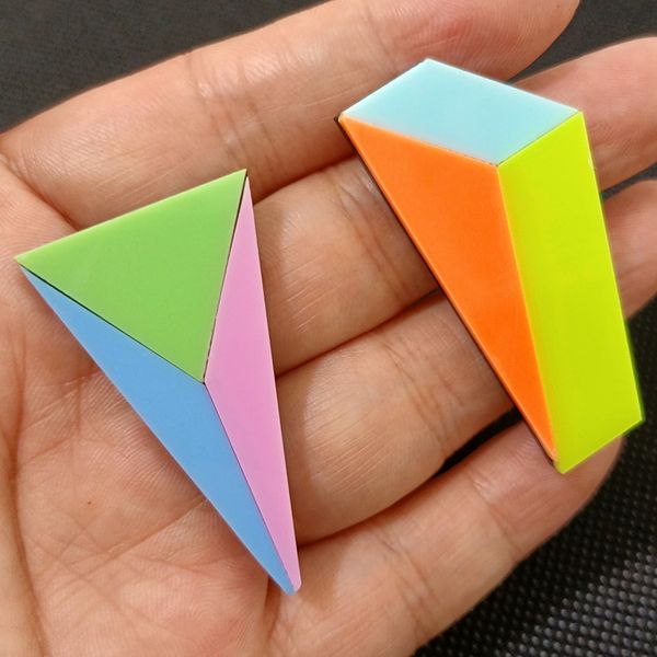 

geometric multicolor stud earrings for women classic acrylic splice plate fashion jewelry accessories, Golden;silver