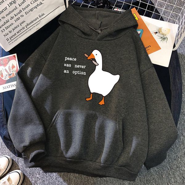 

men's hoodies sweatshirts peace was never an option goose printing mens long sleeves cute casual pullover creativity pocket warm clothe, Black