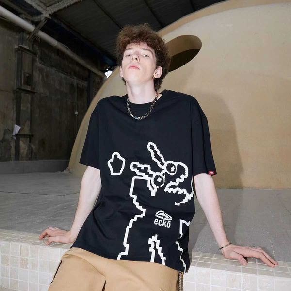 

2023 ecko t shirt mens designer t shirt summer streetwear short sleeve men women hip hop tee asian size m-xxl 4 j33x, White;black