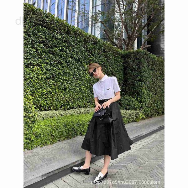 

basic & casual dresses designer new logo belt design short sleeve shirt panel pleated umbrella skirt for cute girls wn5m, Black;gray