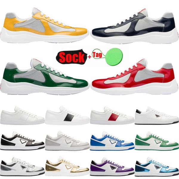 

men americas cup leather downtown low sneakers patent leather flat trainers black mesh lace-up casual shoes outdoor runner trainers sport sh