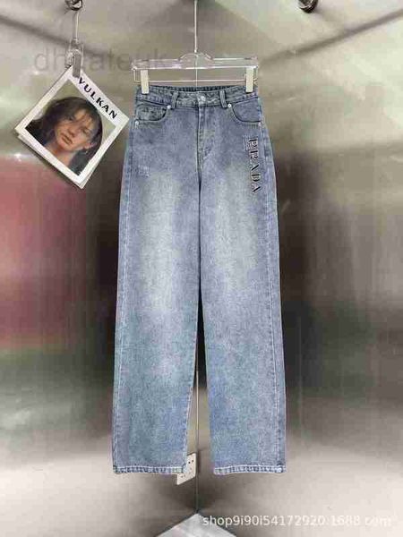 

women's jeans designer new side letter printing old craft back pocket embroidery fashionable versatile 23n9, Blue