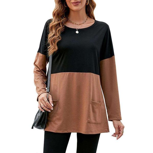 

item womens dresses autumn and winter extra large sports casual long sleeved shirt with pockets, Black;gray