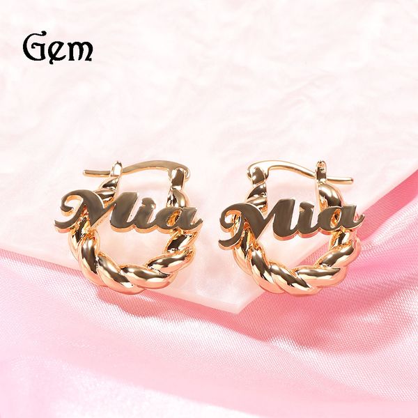 

customize earrings personalized handmade gold earring custom name pendant birthstone jewelry stainless steel round earrings for party women, Silver