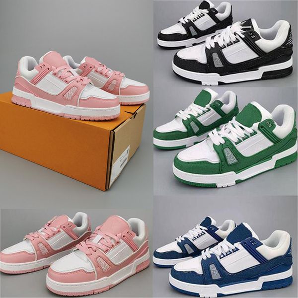 

designer flat sneaker virgil trainer casual shoes denim canvas leather abloh white green red blue letter overlays fashion platform mens wome