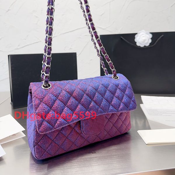 

2023 designer bag shoulder bags channel chain bag plaid flap 5a caviar shouder handbag silver chain leather double letter solid color buckle