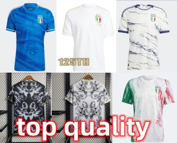 

125th italy soccer jerseys 125th anniversary retro baggio italia verratti chiesa maglie da calcio totti 2023 football shirt barella maldini, Black;yellow
