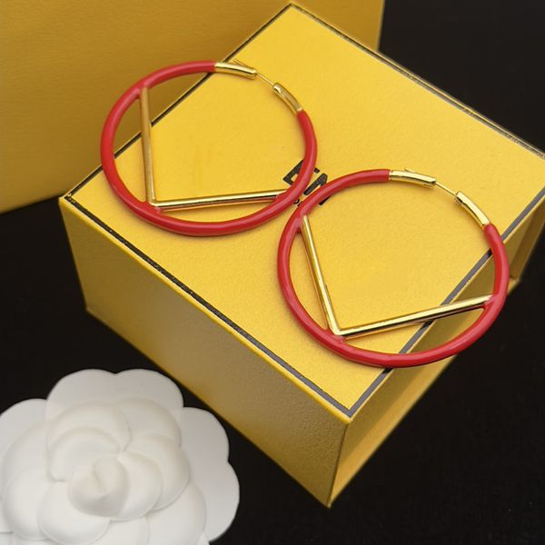 

7colors luxury brand women earrings designers 5cm big circle letter ear stud gold plated earring for wedding party jewerlry accessories, Golden;silver
