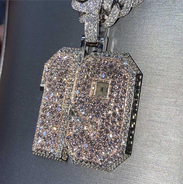

yu ying custom number pendant iced out hand-inlaid moissanite pass diamond tester 925 silver pendant for hip hop cool guys