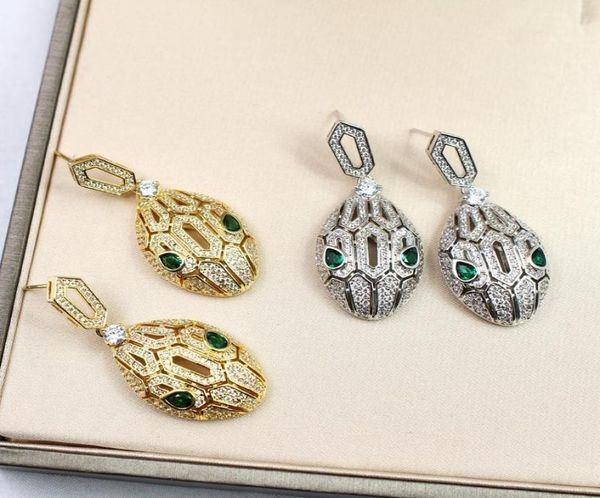 

3 colors brand designer jewelry women earrings bling cubic zirconia animal charm stud earings rings full diamond dangle earings5277592, Silver