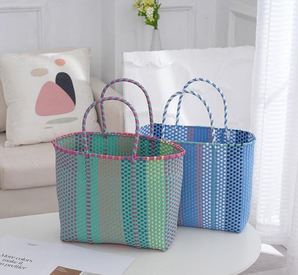 

evening bags fashion beach bag basket bags colorful hand bag bohemian style plastic woven bag leisure vacation handmade woven bags 230801