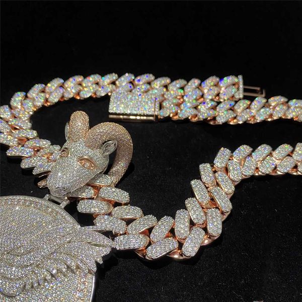 

iced out 925 sterling silver moissanite diamond miami cuban chain 18k gold hip hop necklace heavy moissanite cuban link chain