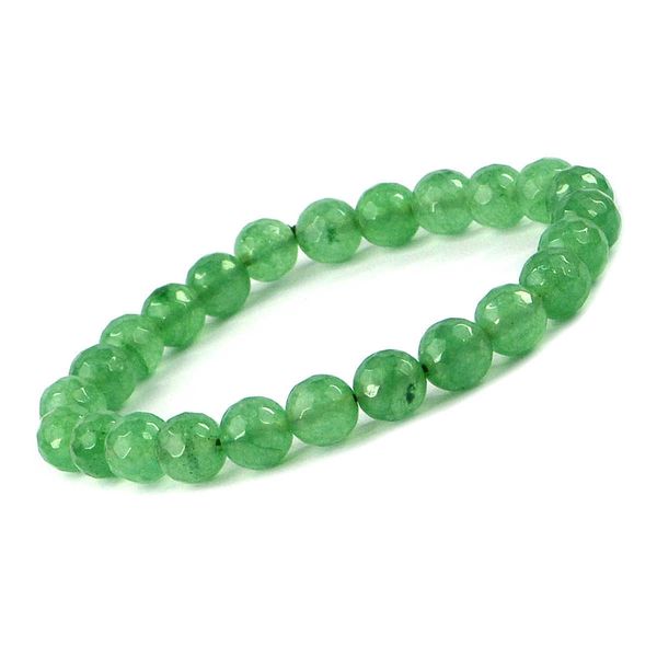 

natural green jade 8mm beads faceted / diamond cut bracelet | wholesale healing gemstone | crystal healing bracelet, Green;white
