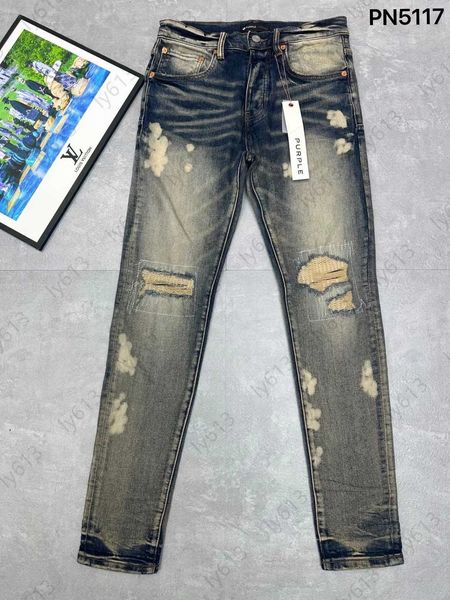 

mens jeans designer purple jeans fashion biker denim slim fit pants classic mens ripped jean sweat casual pant stack jean trousers, Blue