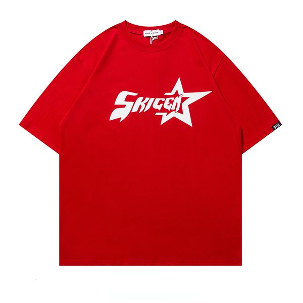 

men's tshirts 1988 streetwear american alphabet star print tshirt harajuku vintage red men's women's y2k casual with base me, White;black