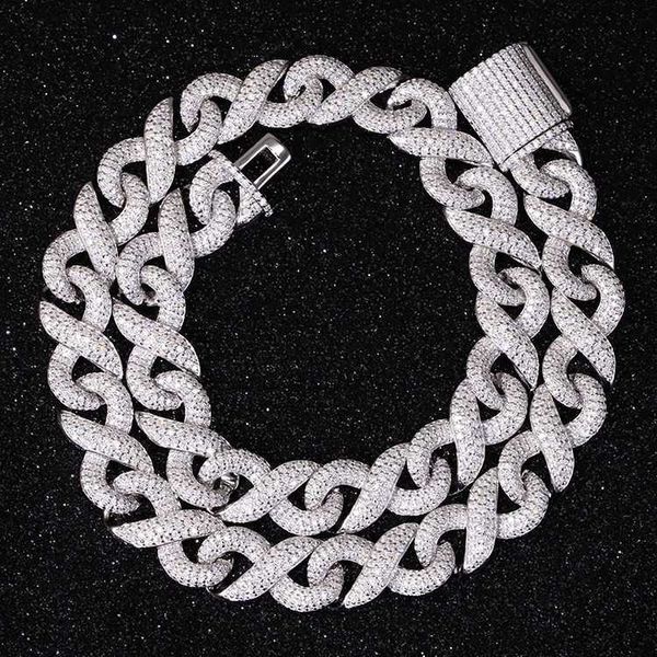 

Fashionable Infinite Bracelet Necklace 13mm Wide Sterling Silver Moissanite with Gra Iced Out Cuban Chain for Cool Guys