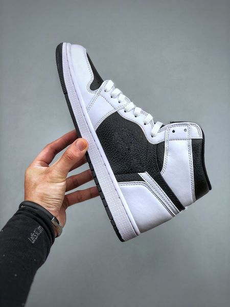 

with box reverse panda 1 high basketball shoes men women black white 1s sneaker
