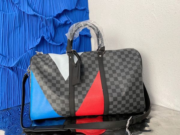 

designer bags mens duffel bags grid splicing handbags shoulder bags totes keepall 45 totes airport luggage travel bag mens gym bag fitness b
