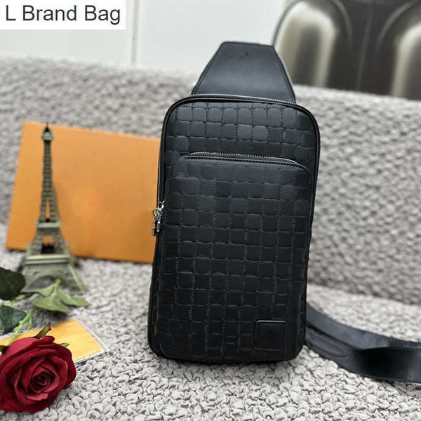 

l bag designer bag mens solid color embossed black check shoulder bag leather mini crossbody bag stylish waist pack #46344 izj0