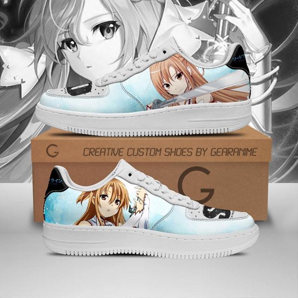

fashion men women anime casual shoes sao asuna yuuki air sneakers italy popular low manga leather designer couple custom trendy animes athle, Black