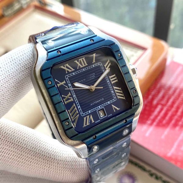 

classic elegance wrist watch santos women men watches w12q mechanical movement motre prx de luxe with box, Slivery;golden