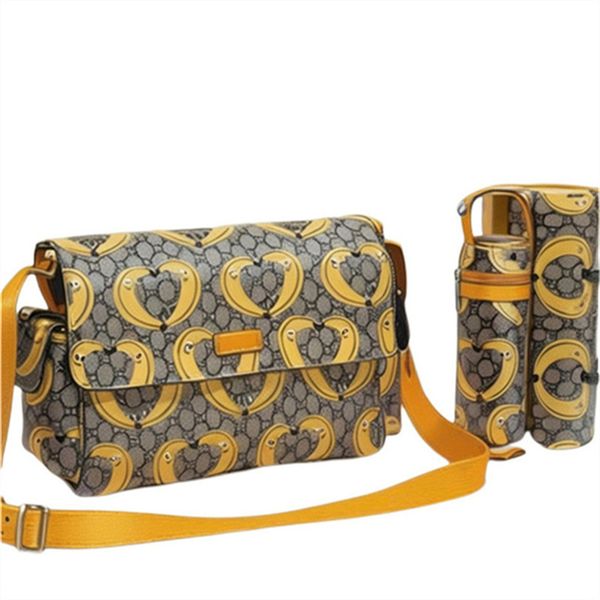 

designer diaper bag 3-piece set fashion baby birthday gift diaper bag brand alphabet multi-functional canvas leather buckle print a0