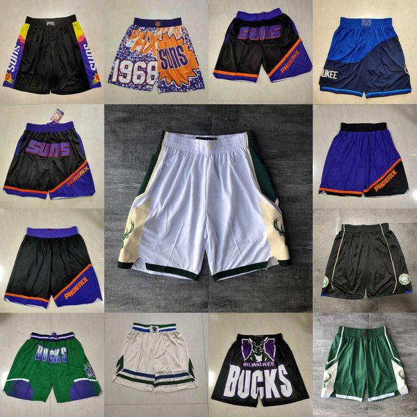 

phoenix''suns''men milwaukee''bucks''men throwback basketball shorts pocket, Black