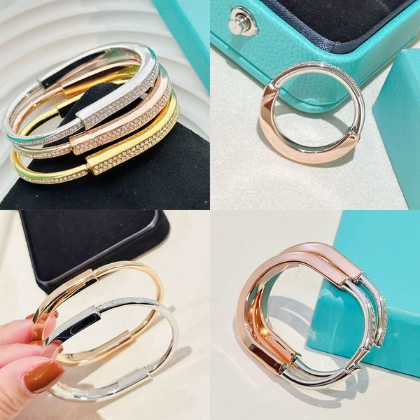 

wedding rings tiff lock women s earrings padlock 1 luxury rotating diamond open irregular platinum silver rose gold jewelry 230802, Slivery;golden