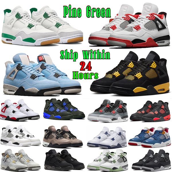 

men 4 4s basketball shoes jumpman pine green thunder military black cat fire red university blue seafoam midnight navy white oreo tour yello